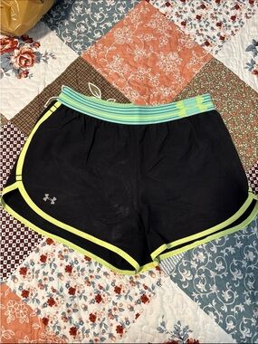 Under Armour Women’s Black Athletic Shorts with Neon Trim